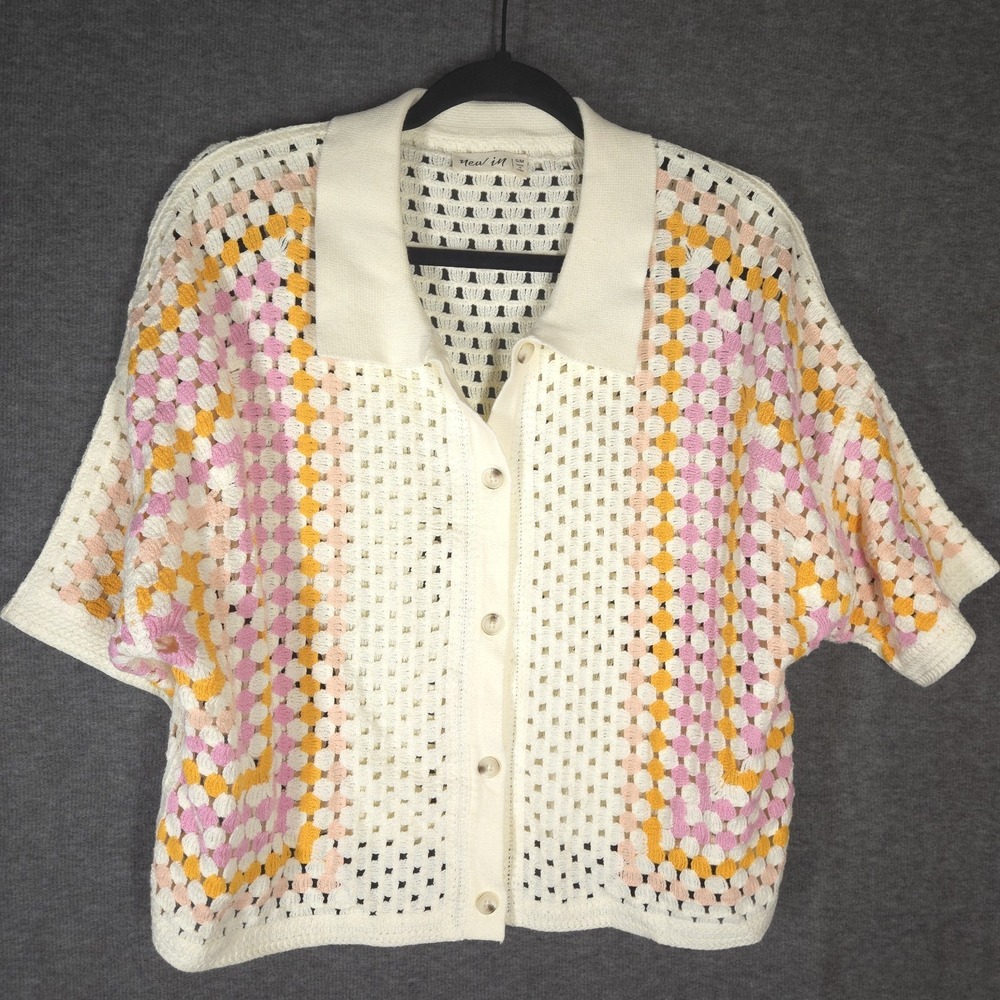 New In Oversized Crochet Granny Square‎ Cardigan S/M Boho Cottagecore